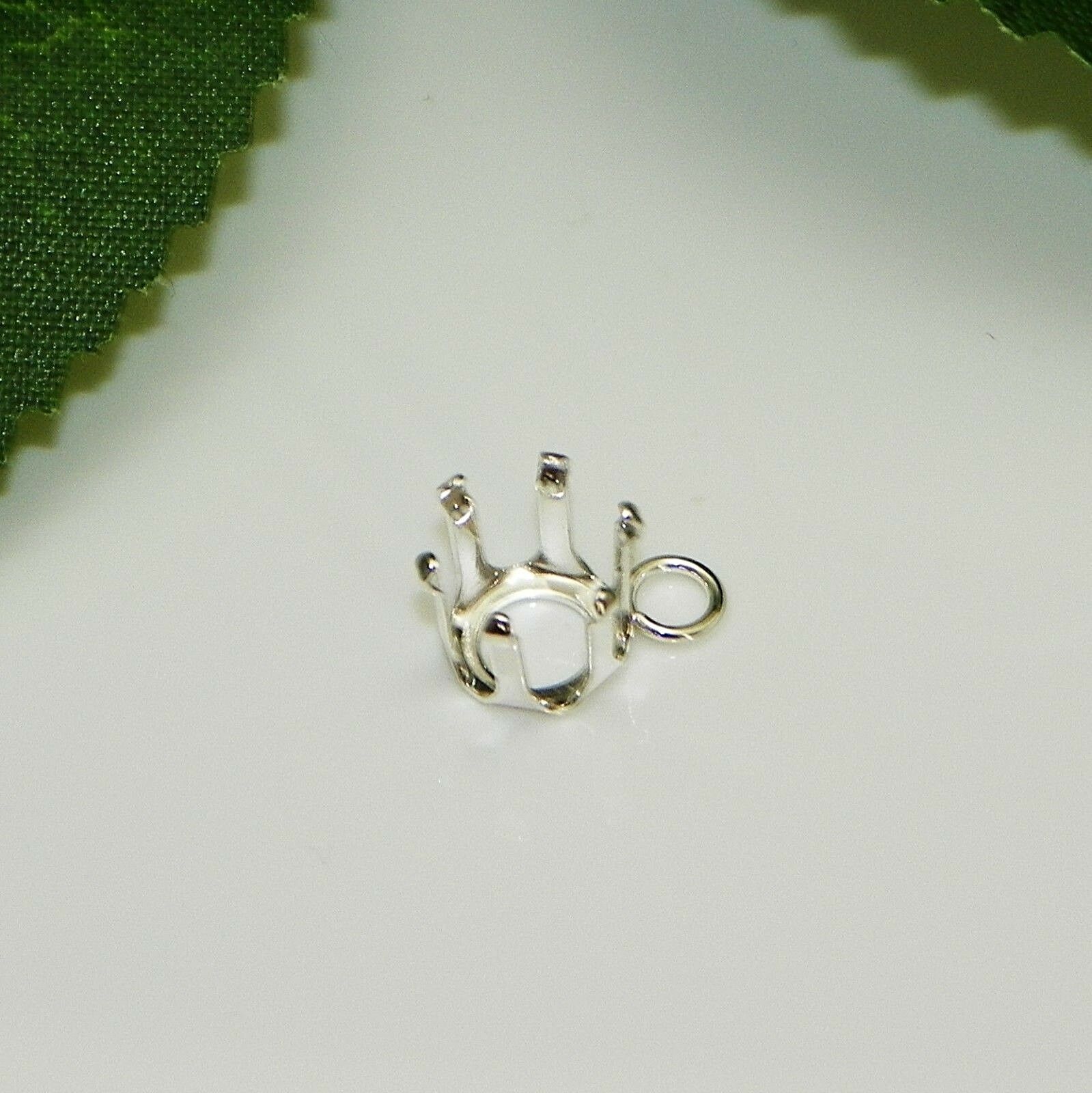 4mm - 10mm Round Sterling Silver Snap Tite Dangle Drop Setting (6 Prong)