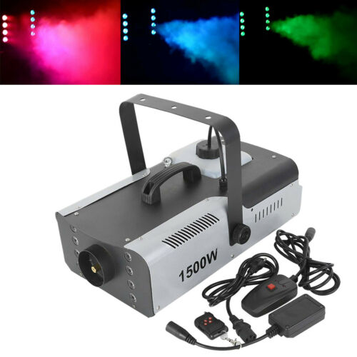 1500w Fog Smoke Machine Dj Stage Fogger Effect Rgb 8led 3in1 Multi Color Remote