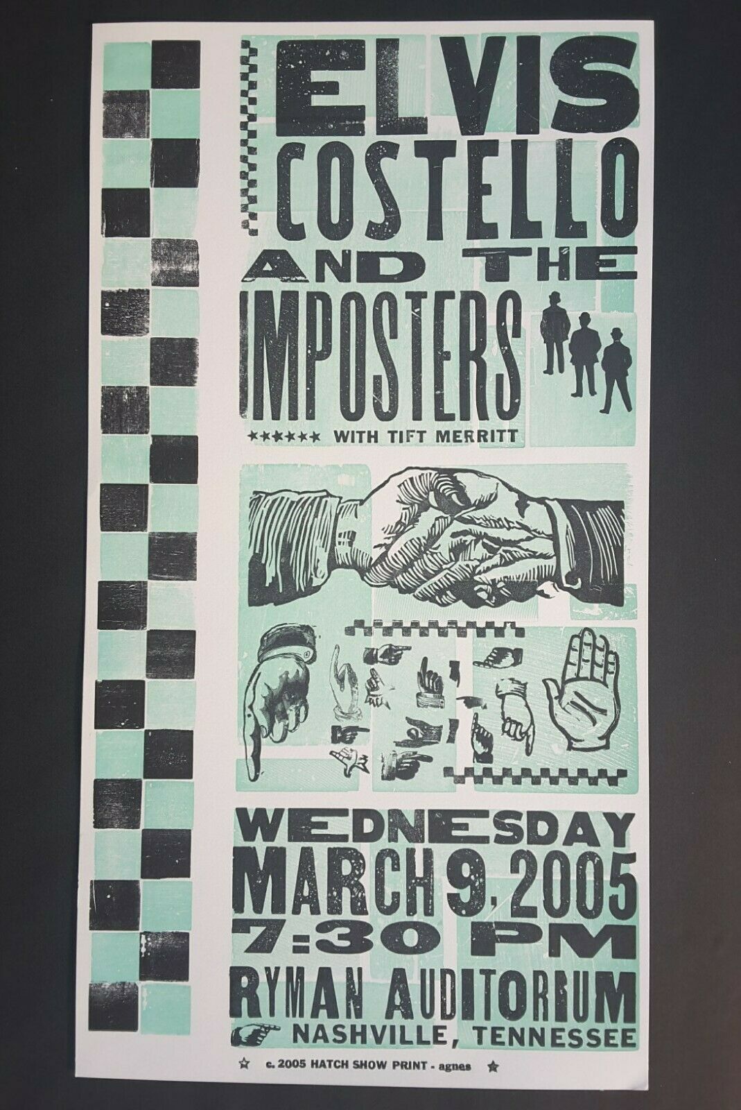 Elvis Costello Hatch Show Print Nashville Ryman 2005 Concert Poster Tift Merritt