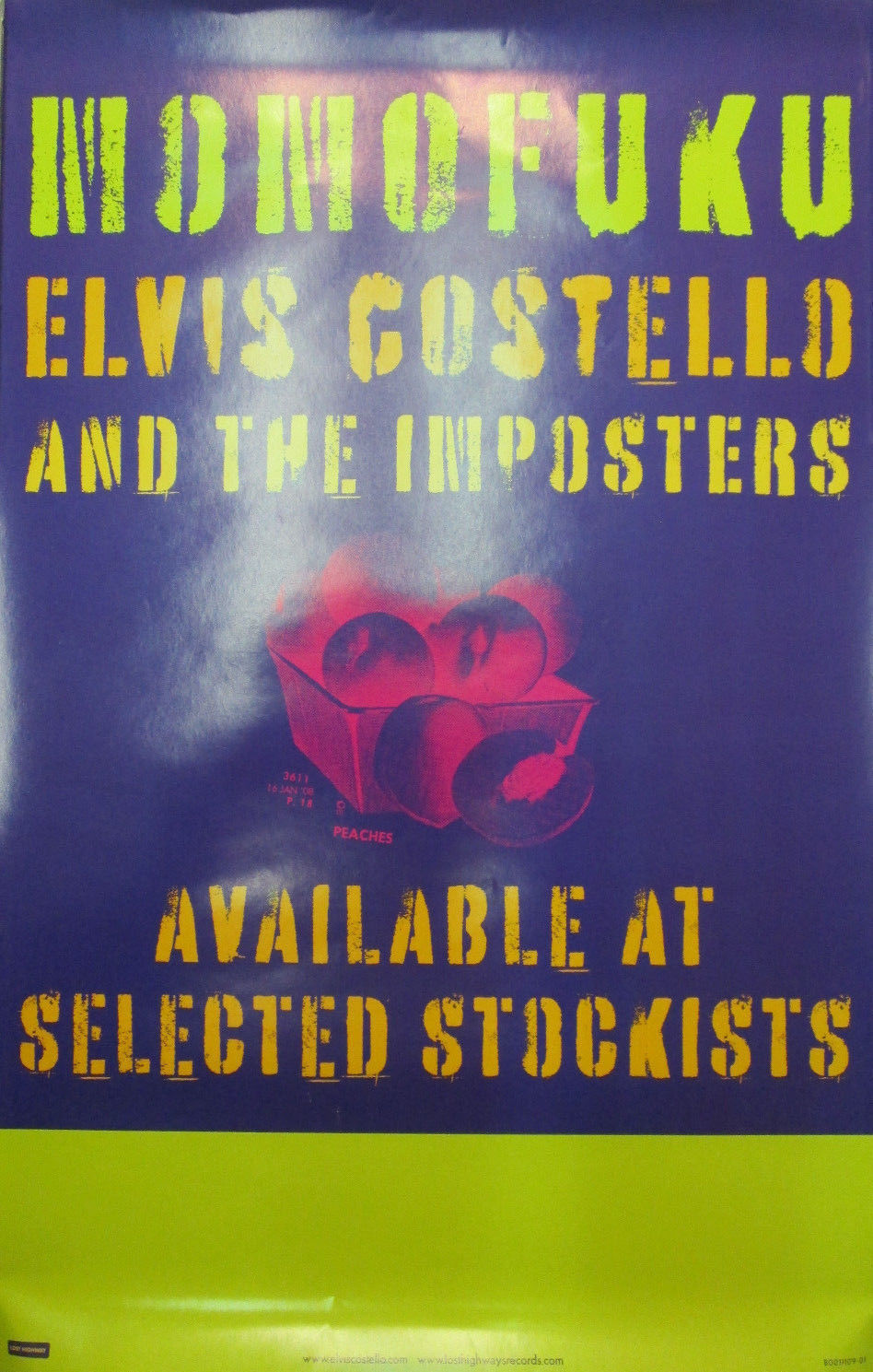 Elvis Costello & Imposters Momofuku, Orig Promotional Poster, 2008, 11x17, Ex