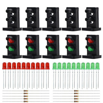10 Sets Target Faces With Red Green Leds For O Scale Railway Dwarf Signal Jtd25