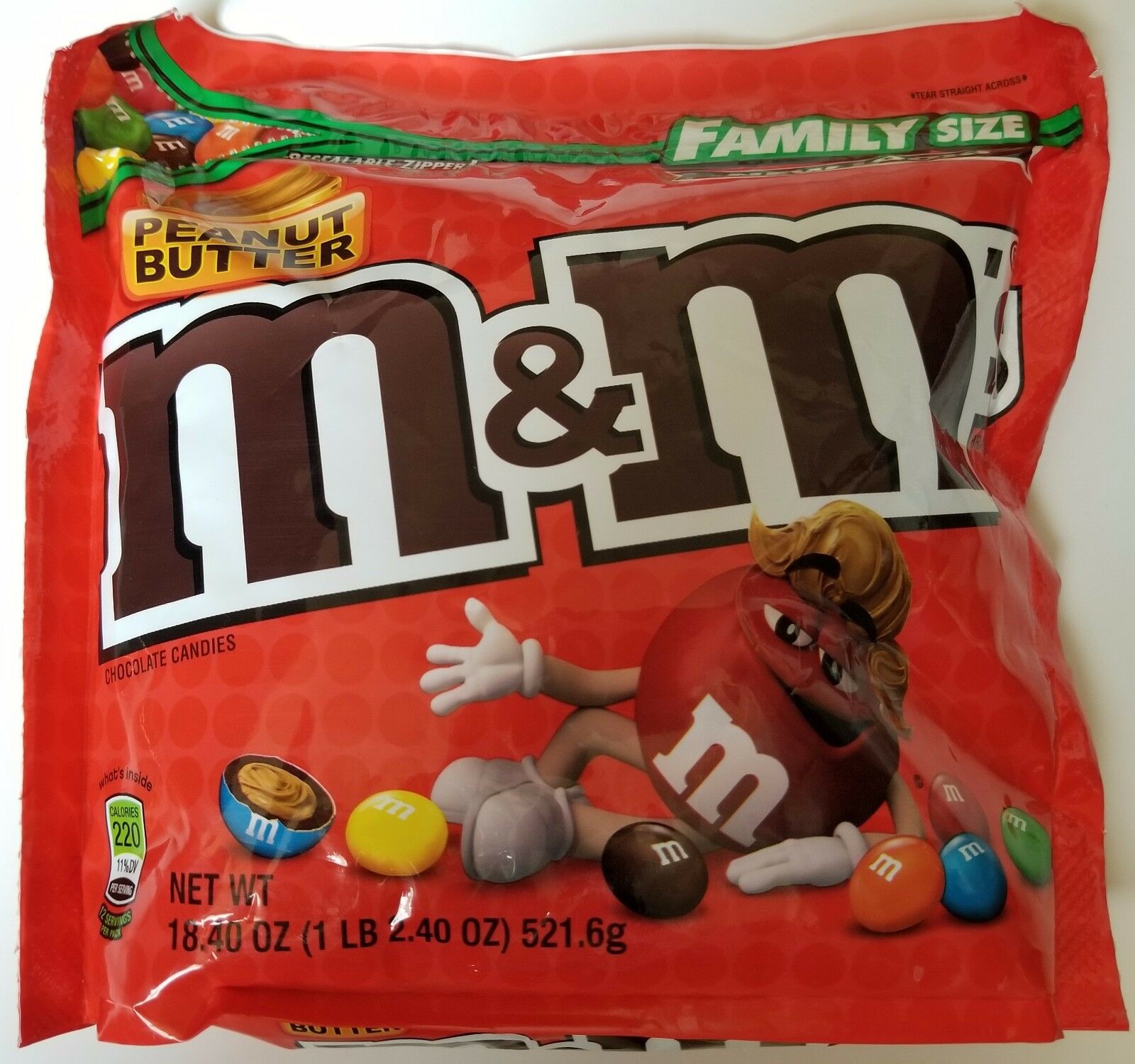 New Sealed Peanut Butter M&m's Family Size 18.40 Oz Bag Free Worldwide Shipping