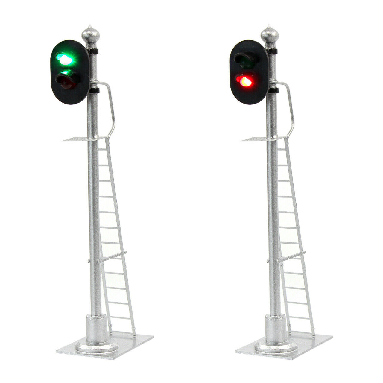 2pcs O Scale 1:43 Model Railway Signals Green Red Block Signal With Ladder
