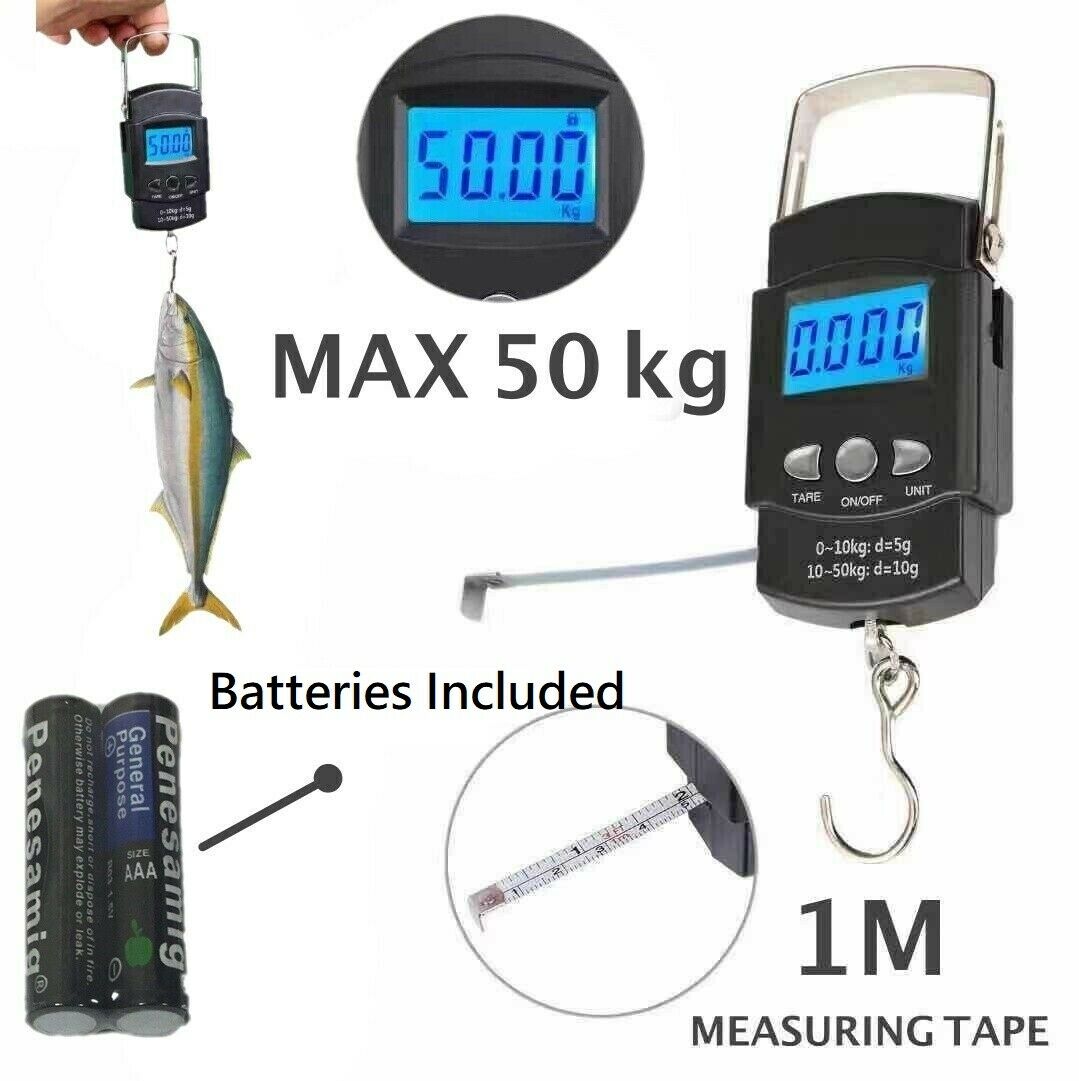Fish Scale Portable Scale Lcd Digital Weight 110lb/50kg With Measuring Tape