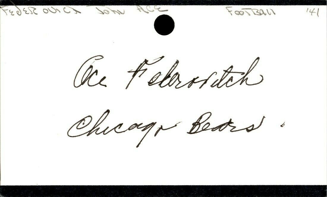 John Ace Federovitch Signed Index Card 3x5 Autographed 1941-46 Bears 72209