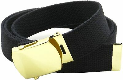 U.s Military Black Web Belt With Solid Brass Buckle U.s.a Made