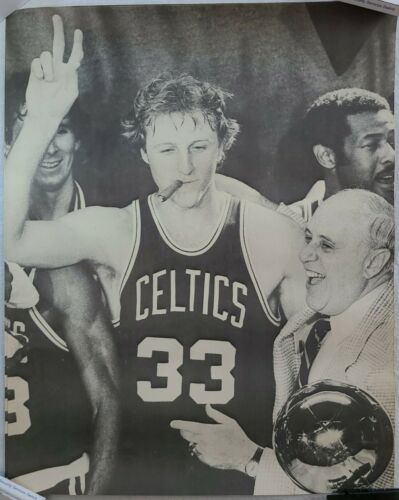 1981 World Championship Game Photo Vintage Larry Bird 21x17 Litho Boston Globe